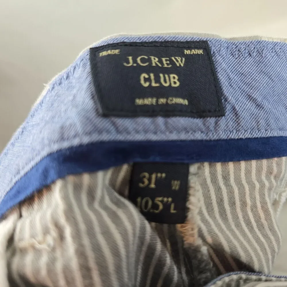 J Crew Shorts Mens 31 Beige White Striped Summer Casual 10